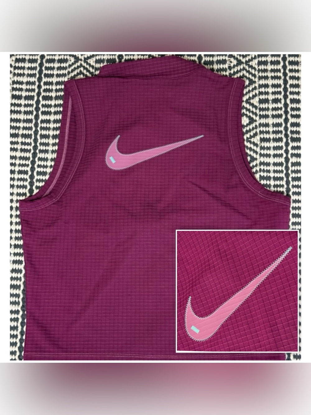 NIKE Stitch Swoosh Sleeveless Tank Top Vest Berry Purple Seafoam Green Turquoise